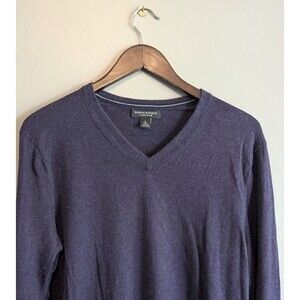 Banana Republic Mens Large Silk Cashmere V-Neck Sweater Purple Lightweight L